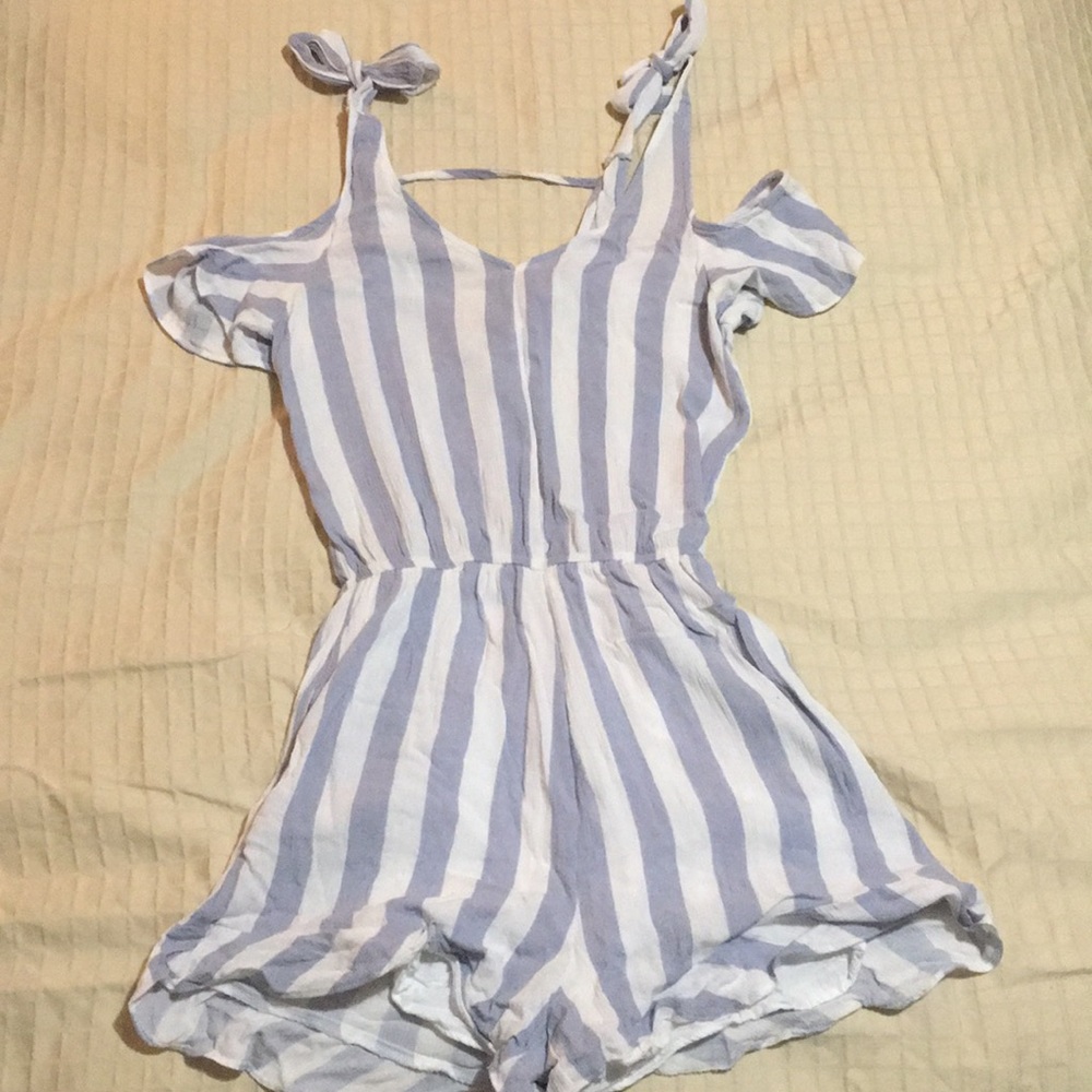 Blue and White Stripped Romper